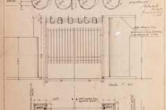 Projekt napisu nad bramą wjazdową 1930 (zbiory Muzeum Architektury we Wrocławiu)