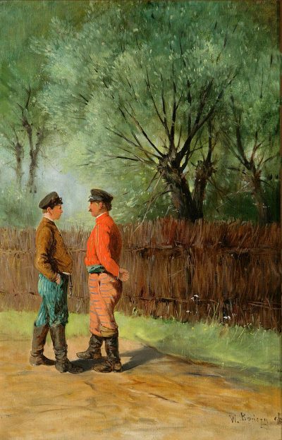 Władysław Bończa-Rutkowski "Rozmawiający chłopi" 1896 r. ze zbiorów Muzeum Narodowego w Poznaniu