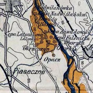 Mapa terenów zalanych przez Wilanówkę w roku 1934, WIG