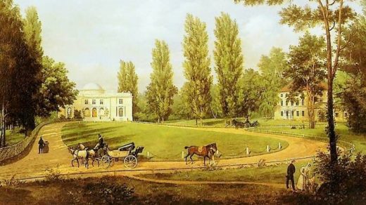 Widok pałacu w Natolinie od strony dziedzińca, W. Kasprzycki 1834, źródło pinakoteka.zaścianek.pl